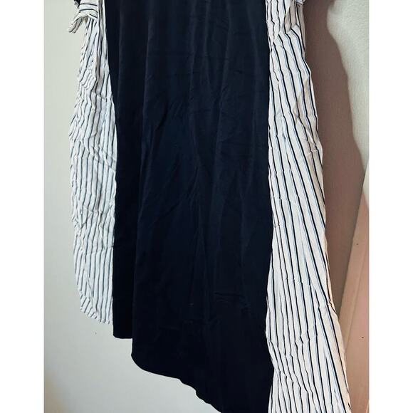 Slate & Willow Maternity Navy Stripe Crepe Pleated Back Shift Dress Size Large - Picture 9 of 12